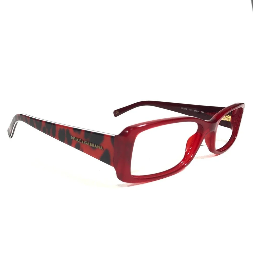 Dolce & Gabbana Eyeglasses Frames DG 3076 1829 Red Black Cheetah Print 51-15-135